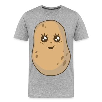 Kartoffel Gemüse Kawai Kartoffeln Speise - Männer Premium Bio T-Shirt - Grau meliert - Vorne - Damien (186cm)