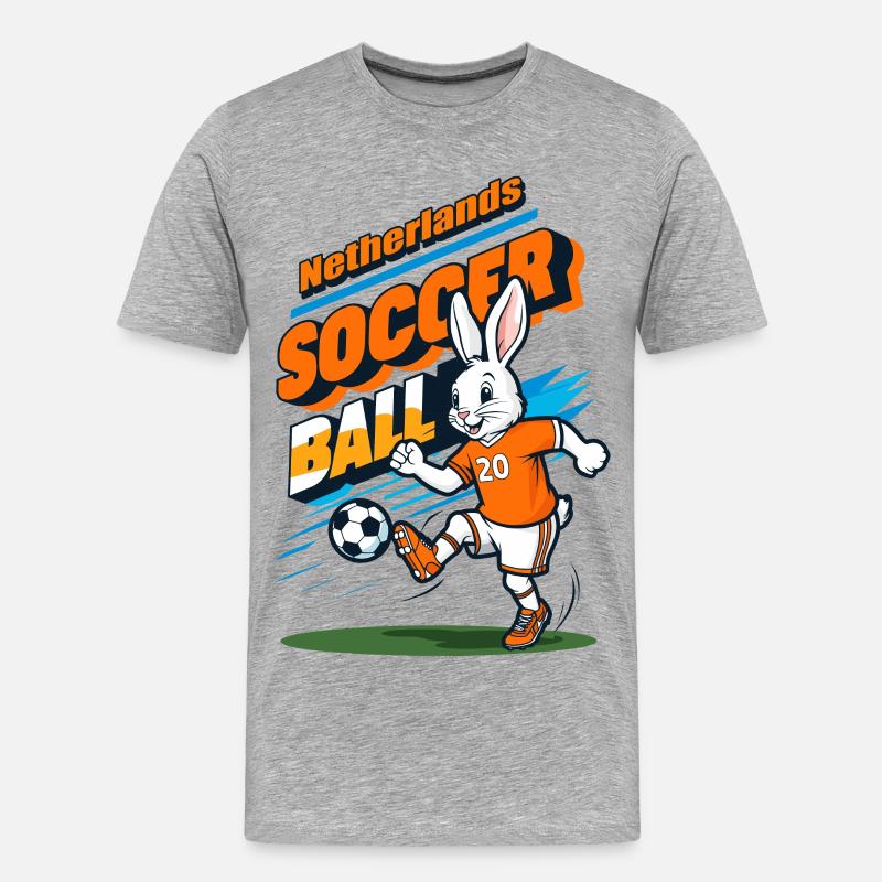 Fußball Hase - Männer Premium Bio T-Shirt - Grau meliert