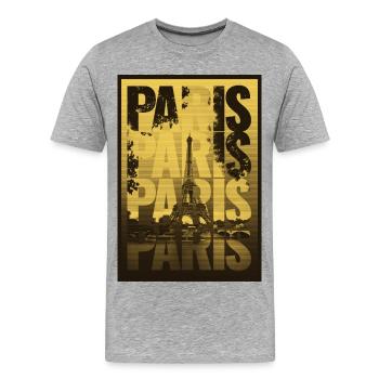 Paris Ville de l’Amour – Tour Eiffel - T-shirt bio Premium Homme - gris chiné - Devant - Damien (186cm)