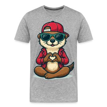 Otterly in Love - Männer Premium Bio T-Shirt - Grau meliert - Vorne - Damien (186cm)
