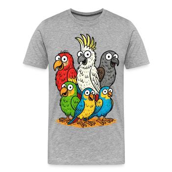 Lebendige Papageienbande Illustration - Männer Premium Bio T-Shirt - Grau meliert - Vorne - Damien (186cm)