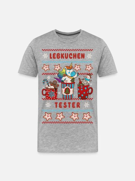 LEBKUCHEN TESTER Einhorn Weihnachten - Männer Premium Bio T-Shirt - Grau meliert