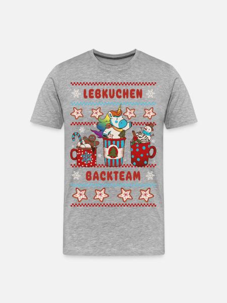 Lebkuchen Backteam Einhorn Weihnachten backen - Männer Premium Bio T-Shirt - Grau meliert