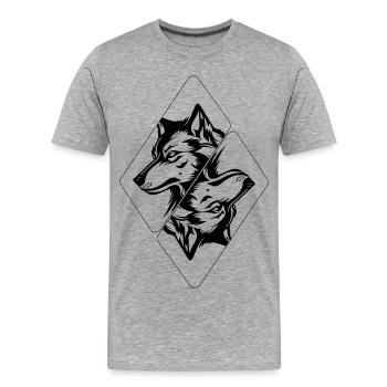 Tête de loup - T-shirt bio Premium Homme - gris chiné - Devant - Damien (186cm)