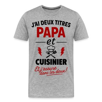Dad Cook Humor Kitchen Gift - Men's Premium Organic T-Shirt - heather grey - Front - Damien (186cm)