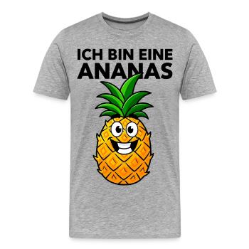Déguisement de costume d’ananas Carnaval Déguisement de fruits de carnaval - T-shirt bio Premium Homme - gris chiné - Devant - Damien (186cm)