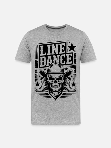 Line Dance – Western Skull Cowboy Tanz - Men's Premium Organic T-Shirt - heather grey
