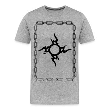 tribal noir entouré de chaine - T-shirt bio Premium Homme - gris chiné - Devant - Damien (186cm)