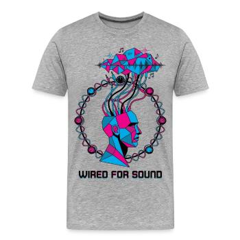 Câblé pour Sound Cyber Head - T-shirt bio Premium Homme - gris chiné - Devant - Damien (186cm)