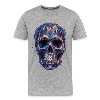 Geometric skull in a blaze of color - Men's Premium Organic T-Shirt - heather grey - Front - Damien (186cm)