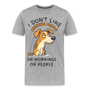 Grumpy Jack Russell Morning Mood - T-shirt bio Premium Homme - gris chiné - Devant - Damien (186cm)