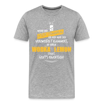 Letzter Strohhalm Wodka Lemon - Männer Premium Bio T-Shirt - Grau meliert - Vorne - Damien (186cm)
