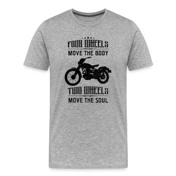 Motorcycle and men with spell - Men's Premium Organic T-Shirt - heather grey - Front - Damien (186cm)