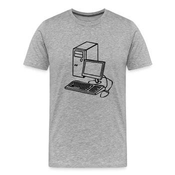 PC im Comicstyle - Männer Premium Bio T-Shirt - Grau meliert - Vorne - Damien (186cm)