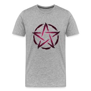 Symbole du pentagramme - T-shirt bio Premium Homme - gris chiné - Devant - Damien (186cm)