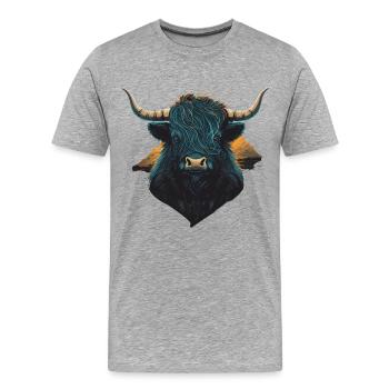 Yak de l’Himalaya - T-shirt bio Premium Homme - gris chiné - Devant - Damien (186cm)