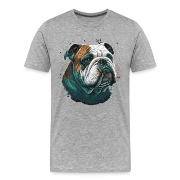 Bulldogge Ausdruck - Männer Premium Bio T-Shirt - Grau meliert - Vorne - Damien (186cm)