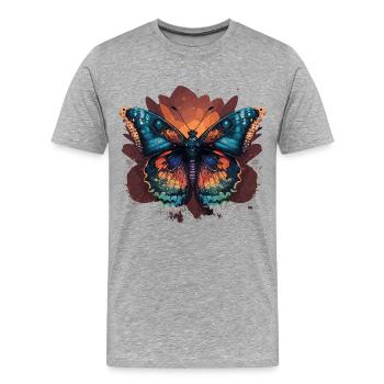 Papillon délicat - T-shirt bio Premium Homme - gris chiné - Devant - Damien (186cm)