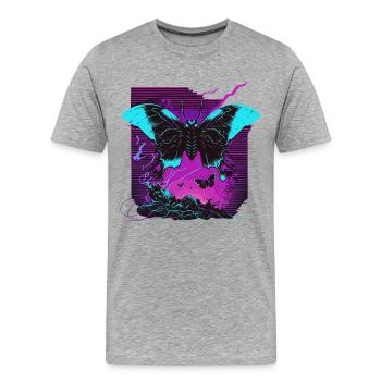 Leuchten in der Nacht Schmetterling - Männer Premium Bio T-Shirt - Grau meliert - Vorne - Damien (186cm)