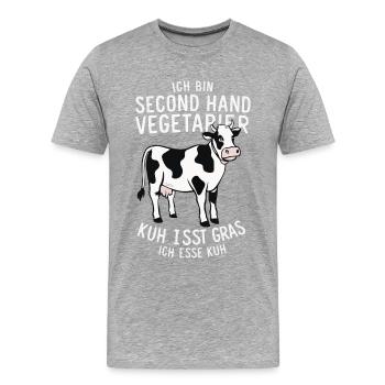 Vegetarier Veganer Tierschutz Tierrecht Veggie - Männer Premium Bio T-Shirt - Grau meliert - Vorne - Damien (186cm)