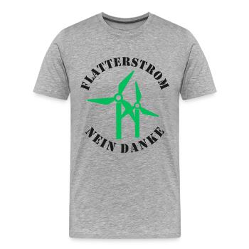 Flatterstrom Nein Danke, Windkraft Nein Danke - Männer Premium Bio T-Shirt - Grau meliert - Vorne - Damien (186cm)