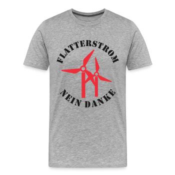 Flatterstrom Nein Danke, Windkraft Nein Danke - Männer Premium Bio T-Shirt - Grau meliert - Vorne - Damien (186cm)