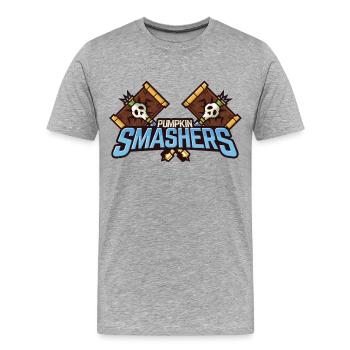Halloween Pumpkin Smashers Squad Badge - Men's Premium Organic T-Shirt - heather grey - Front - Damien (186cm)