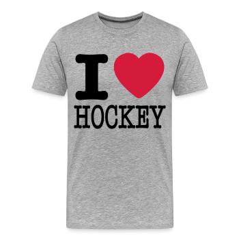 i love hockey / I heart hockey - Men's Premium Organic T-Shirt - heather grey - Front - Damien (186cm)