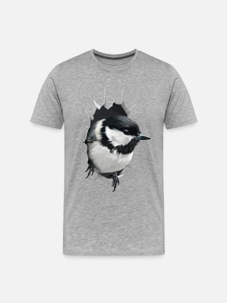 Meise - Männer Premium Bio T-Shirt - Grau meliert