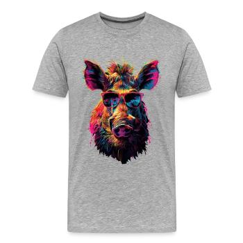 Warzenschwein - Männer Premium Bio T-Shirt - Grau meliert - Vorne - Damien (186cm)