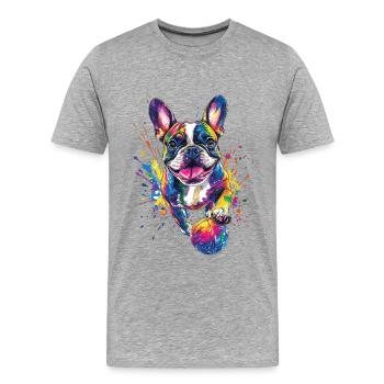 Französische Bulldogge - Männer Premium Bio T-Shirt - Grau meliert - Vorne - Damien (186cm)