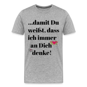 Denken - Männer Premium Bio T-Shirt - Grau meliert - Vorne - Damien (186cm)