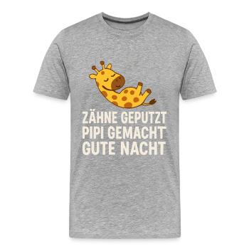 Zähne geputzt, gemacht, gute Nacht – Giraffe - Männer Premium Bio T-Shirt - Grau meliert - Vorne - Damien (186cm)