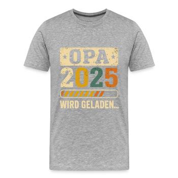 Opa 2025 wird geladen – Bald Opa Design - Männer Premium Bio T-Shirt - Grau meliert - Vorne - Damien (186cm)