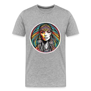 Tribal woman psychedelic - Männer Premium Bio T-Shirt - Grau meliert - Vorne - Damien (186cm)