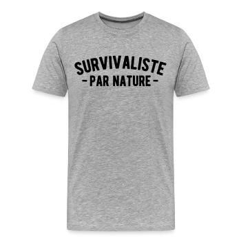 Survivaliste nature survie - T-shirt bio Premium Homme - gris chiné - Devant - Damien (186cm)