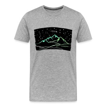 Magie de montagne, montagnes sous ciel nocturne, randonnée, montagne - T-shirt bio Premium Homme - gris chiné - Devant - Damien (186cm)
