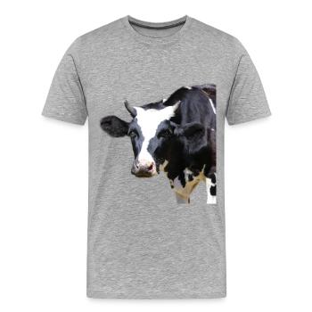 Drôle d’agriculteurs de têtes de vache de vache - T-shirt bio Premium Homme - gris chiné - Devant - Damien (186cm)