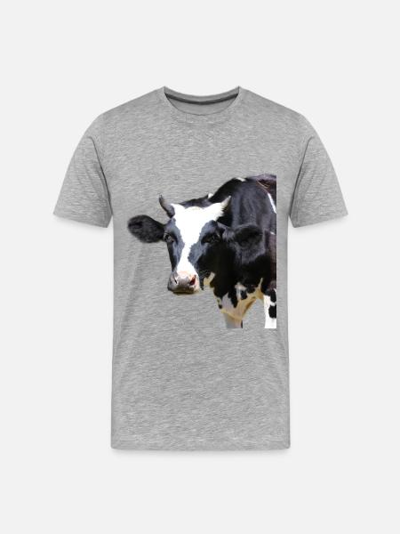 grappige koe-kop koe-kop boeren cadeauboeren - Mannen premium biologisch T-shirt - grijs gemêleerd