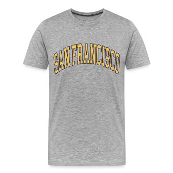San Francisco - Men's Premium Organic T-Shirt - heather grey - Front - Damien (186cm)