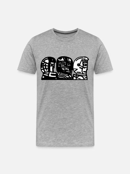 Drei - Männer Premium Bio T-Shirt - Grau meliert