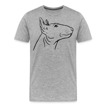 Tête de Bull Terrier de profil - T-shirt bio Premium Homme - gris chiné - Devant - Damien (186cm)