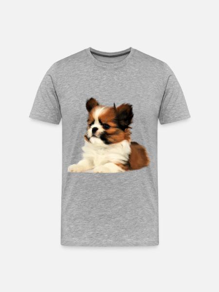 Süßer Welpe - Männer Premium Bio T-Shirt - Grau meliert