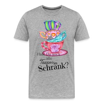 Crazy Tassen - Männer Premium Bio T-Shirt - Grau meliert - Vorne - Damien (186cm)