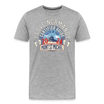 I love Normandy and Mt St Michel - Men's Premium Organic T-Shirt - heather grey - Front - Damien (186cm)