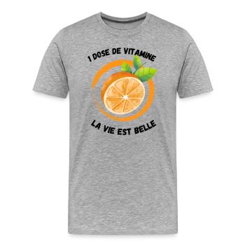 une dose de vitamine pour l' hiver - T-shirt bio Premium Homme - gris chiné - Devant - Damien (186cm)