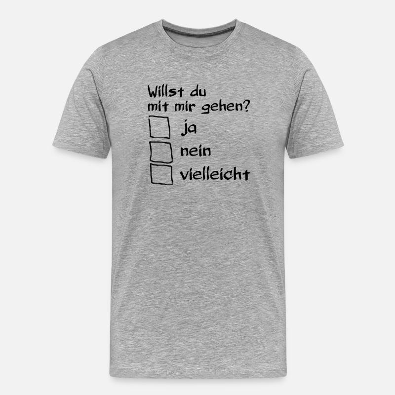 Willst du mit mir gehen? - Männer Premium Bio T-Shirt - Grau meliert