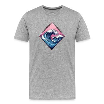 wave logo, diamond shape, ocean design - Men's Premium Organic T-Shirt - heather grey - Front - Damien (186cm)