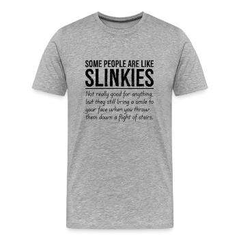 Certaines personnes sont comme des slinkies - T-shirt bio Premium Homme - gris chiné - Devant - Damien (186cm)