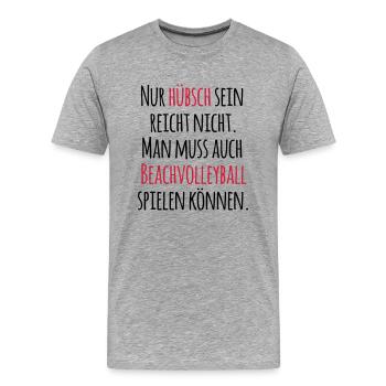 VolleyballFREAK Hübsch sein Beachvolleyball M - Männer Premium Bio T-Shirt - Grau meliert - Vorne - Damien (186cm)